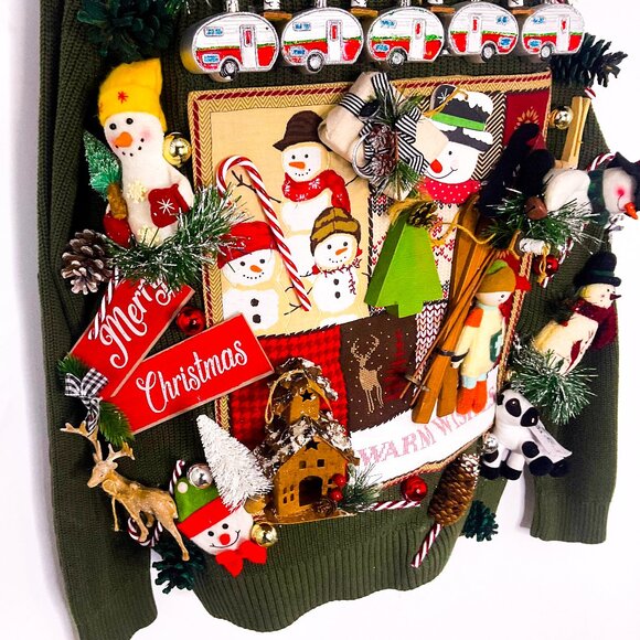 3D Mens Ugly Christmas Sweater: Handmade XXL Holiday Party Pullover - Picture 1 of 10